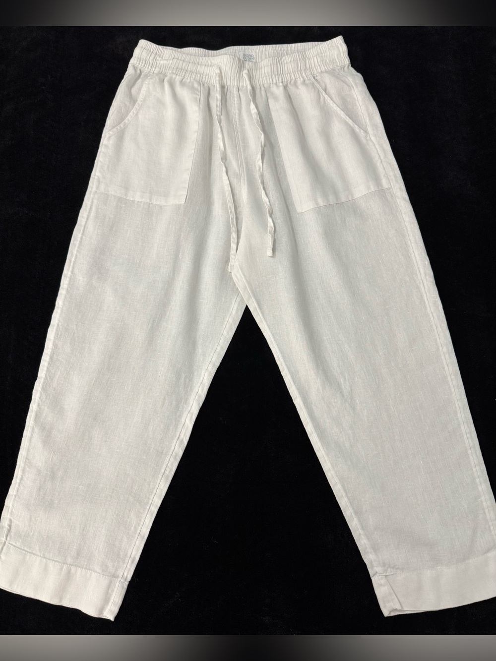 Sigrid Olsen Womens Linen Pull On Pants White Sz L Wide Leg Boho Vacation Beach